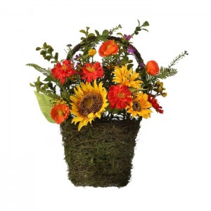 August Grove Sunflower Poppy Centerpiece in Basket RGI2022